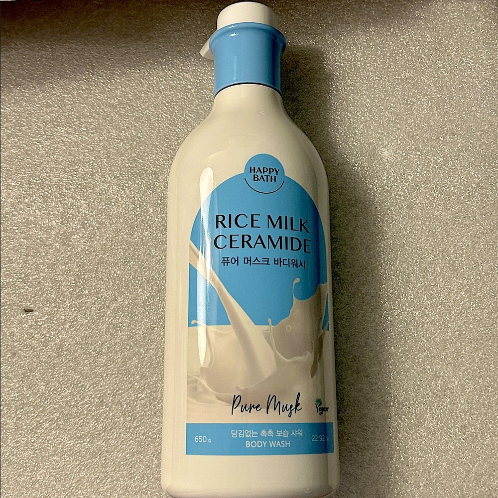 New Happy Bath Rice Milk Pure Musk Ceramide Body Wash, 22.92 fl. oz / 65g